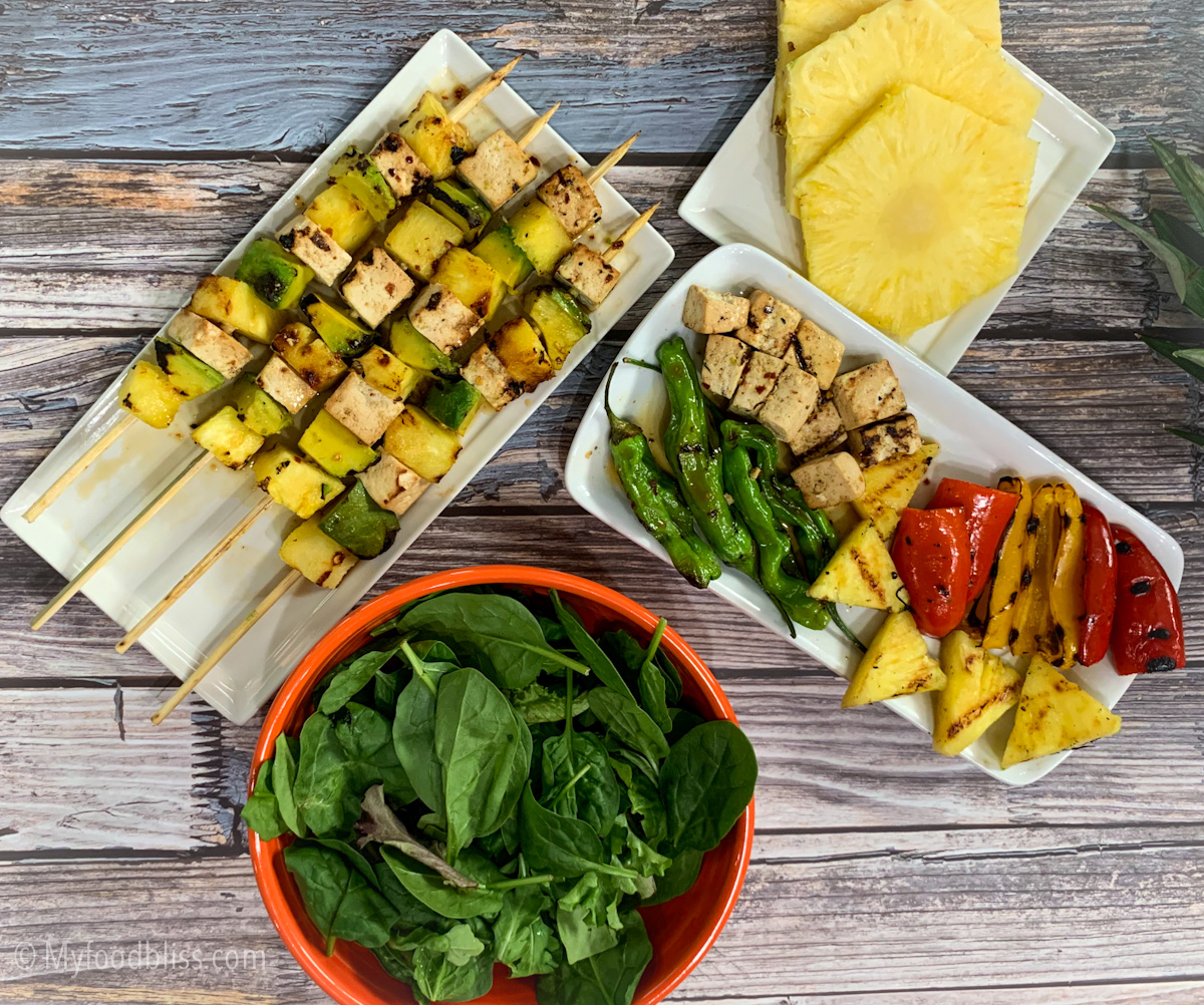 Grilled Tropical Tofu salad- wholefood, plant based