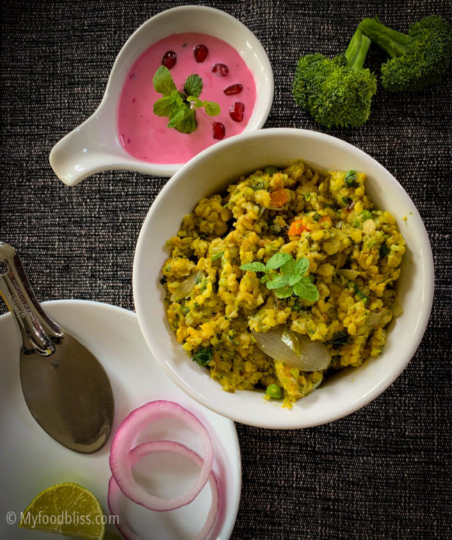Broccoli loaded Oats Khichdi with Beetroot raita- vegan,gluten free