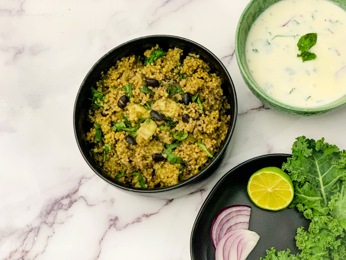 Millet Sweet Potato Bean & Kale One Pot Pulao- vegan, gluten free