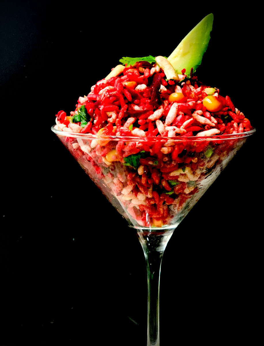 Pink Powered Puffed rice salad- vegan, gluten free.