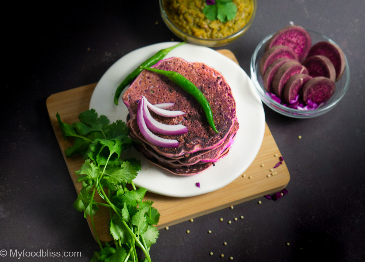 Millet and sweet potato Uthappam-vegan, gluten free.