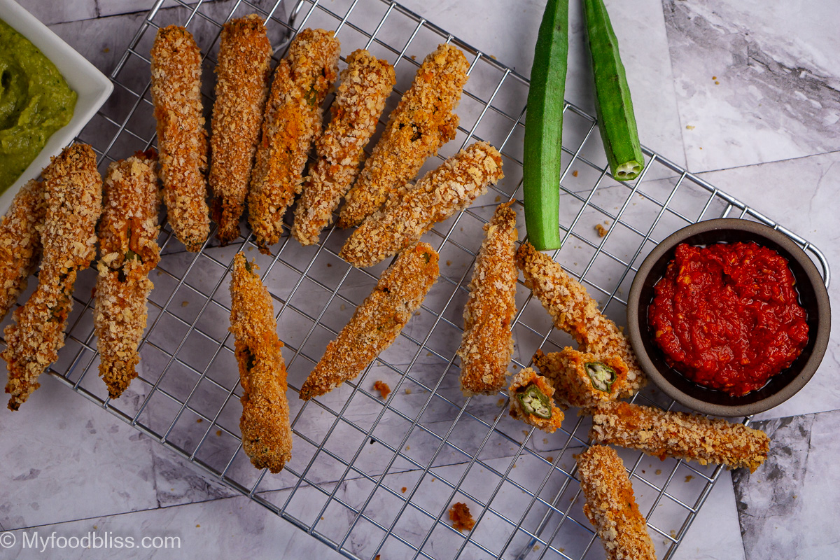 The Best Harissa Okra Fingers-Vegan.