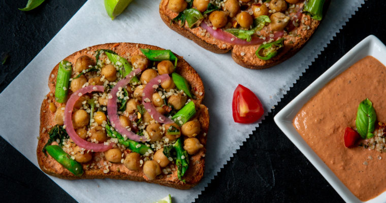 Spicy Roasted Red Pepper & Protein Toast- Wholefood Plant based