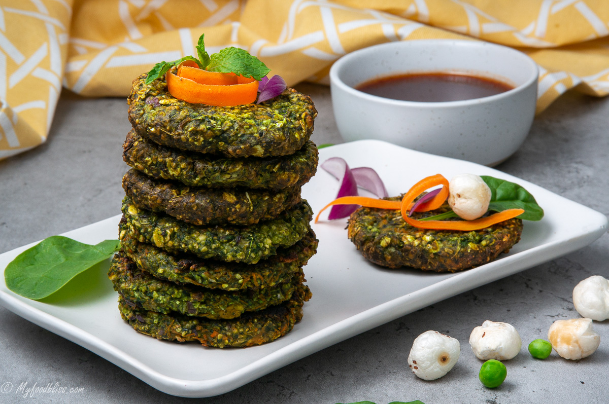 Green Makhana (fox nut) Tikkis- vegan, gluten free